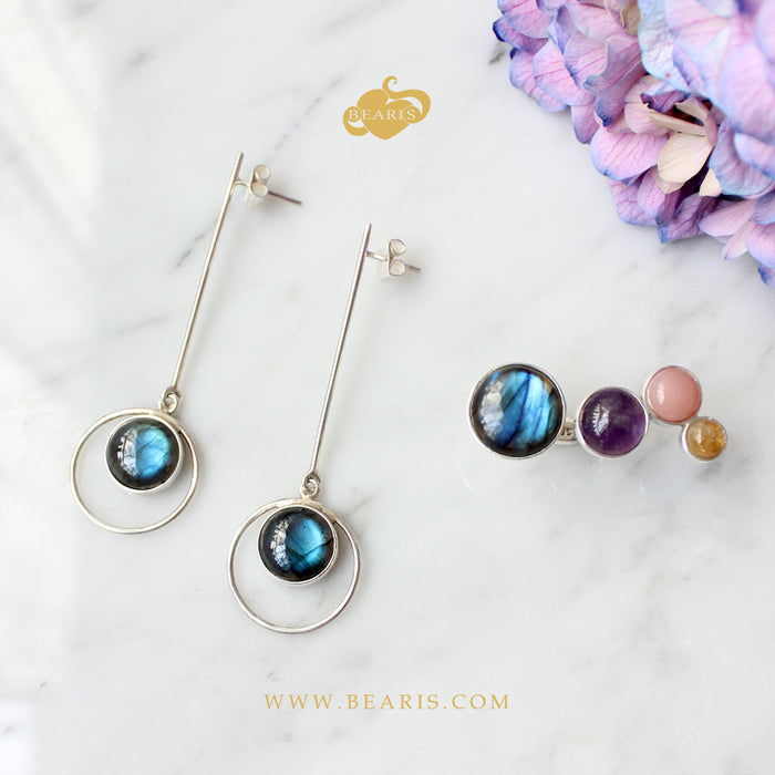 Sortija Labradorita + Amatista + Opalo Rosa + Citrino