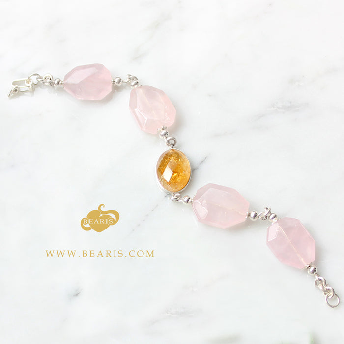 Pulsera Indira Citrino con Cuarzo Rosa